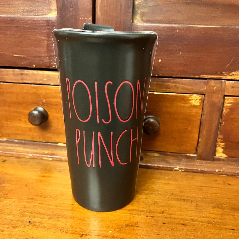 New Rae Dunn Poison Punch Black Ceramic Travel Tumbler